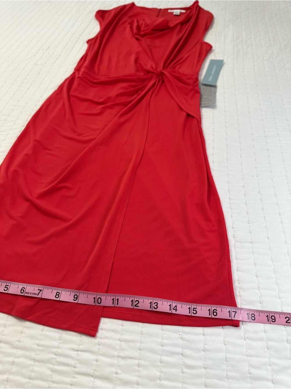 London Times Women’s 6 Red Cowl-Neck Side Twist-Front Short Sleeve Mini Dress - Picture 5 of 14